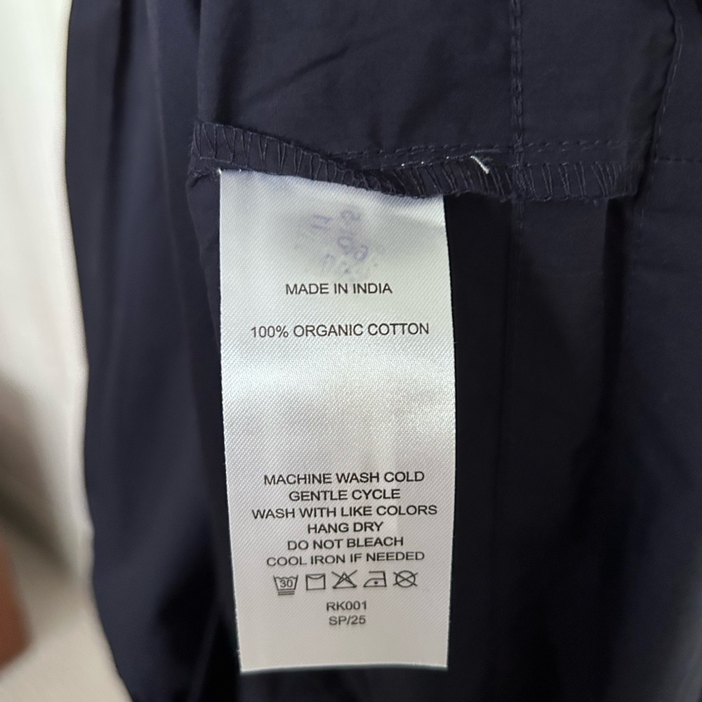 NWT Quince 100% Organic Cotton Navy Poplin Tiered Maxi Dress Women’s Sz Medium - Picture 11 of 11
